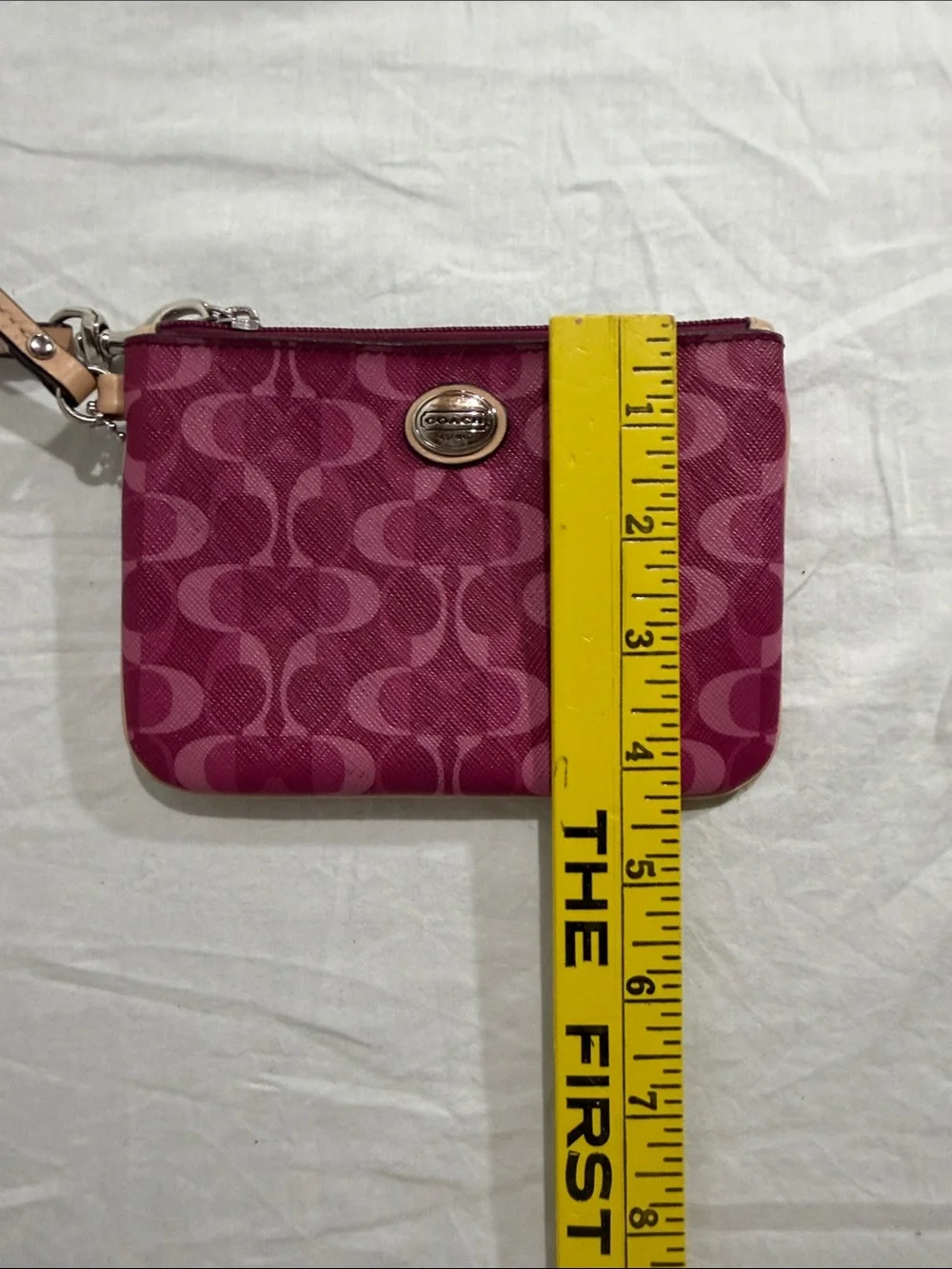 Coach Magenta Signature Wristlet with Leather Strap